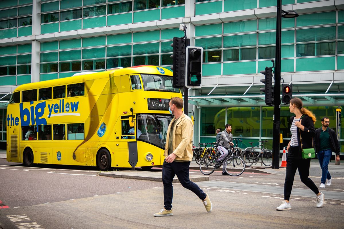 yellow london bus